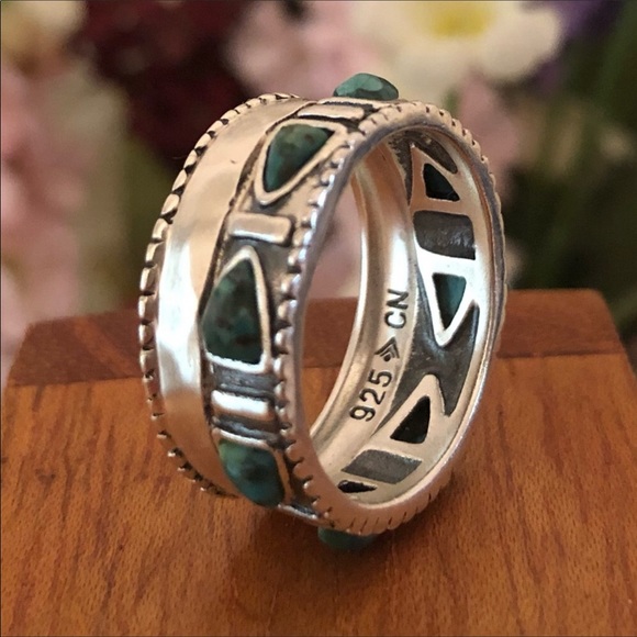 Silpada Trailblazer silver/turquoise band ring - Picture 1 of 11